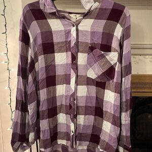 Terra & sky Purple Plaid Button-Up Shirt new never worn